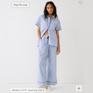 J. Crew cotton pajama set, light blue, short sleeve